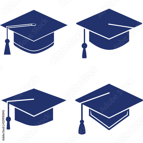 Colorful Graduation Caps  , Dark Blue, 