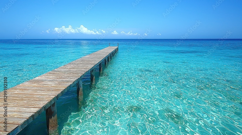 Fototapeta premium Turquoise water pier leading to clear sky