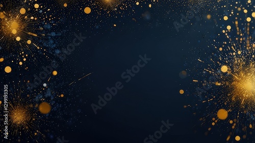  abstract background with Dark blue and gold particle. Christmas Golden light shine particles bokeh on navy blue background. Gold foil texture. Holiday concept