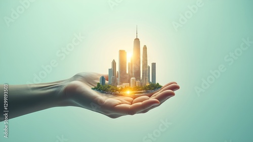 Fototapeta Naklejka Na Ścianę i Meble -  Holding up the city of the future