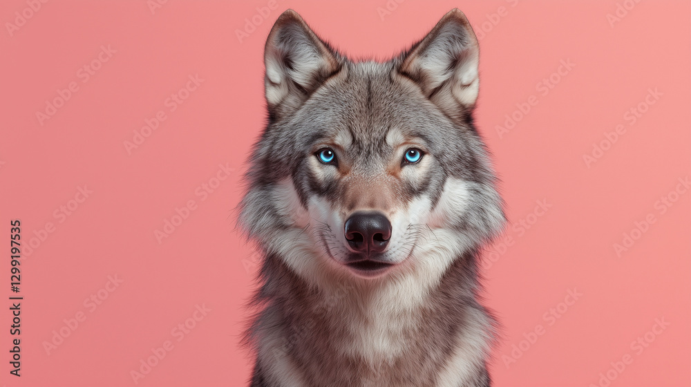 Fototapeta premium A wolf on a pink background