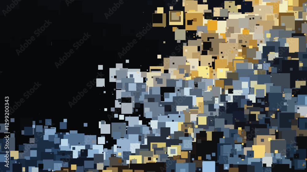 Abstract Digital Art with Overlapping Geometric Shapes in Blue, Yellow, and Brown Tones on a Dark Background Abstract Digital Art with Overlapping Geometric Shapes in Blue, Yellow, and Brown Tones on a Dark Background