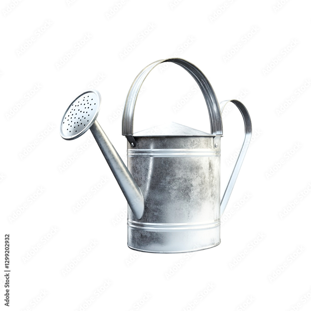 A rustic galvanized metal watering can ready for gardening chores a symbol of spring and growth A rustic galvanized metal watering can ready for gardening chores a symbol of spring and growth