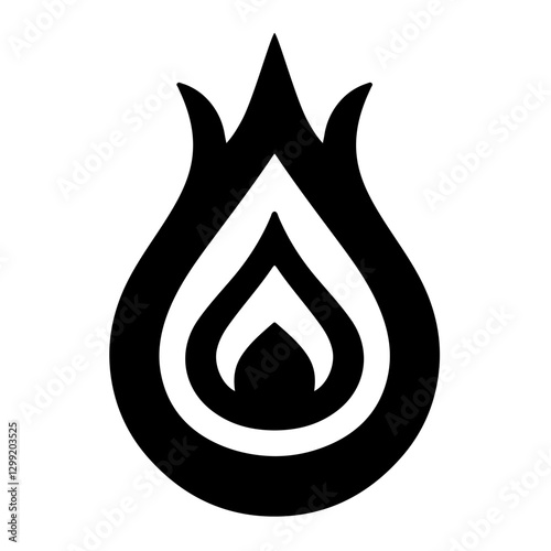 black flame symbol, graphic design, modern style, minimalistic, copy space