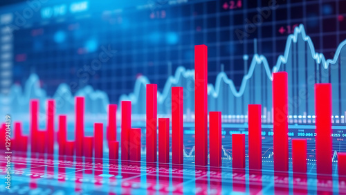 Stock market data analysis showing rising graph with financial statistics, perfect for investment strategies, finance reports, and economic trends. photo