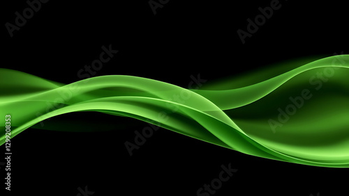 Flowing green abstract waves on a black background, symbolizing energy, motion, and modern design, ideal for tech, design, or futuristic themes photo