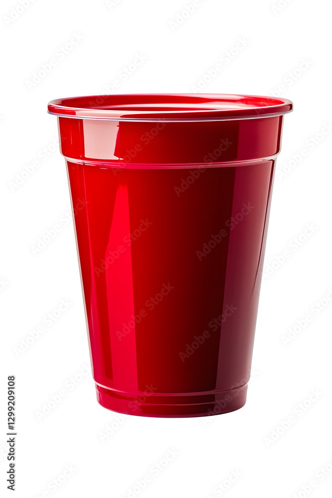 Red plastic party cup isolated on a transparent background