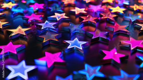 neon stars on dark background