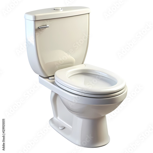 White Two-Piece Toilet: High-Efficiency Bathroom Fixture isolated on transparent background