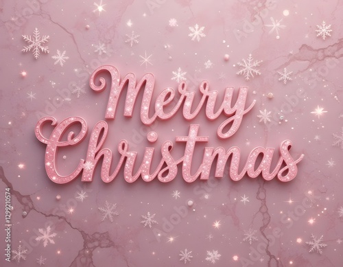 Merry Christmas typography with baby pink color background.