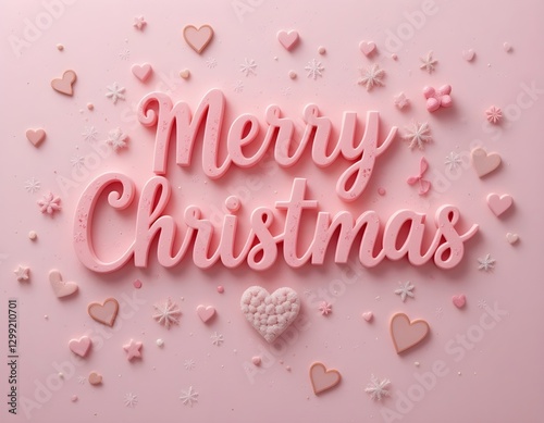 Merry Christmas typography with pale pink color background.