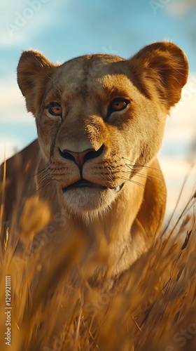 Breathtaking Close Up of a Wild African Lioness Photo