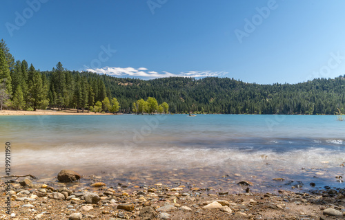Serene Landscape of Lake and Pine Forest in Tahoe National Park photo