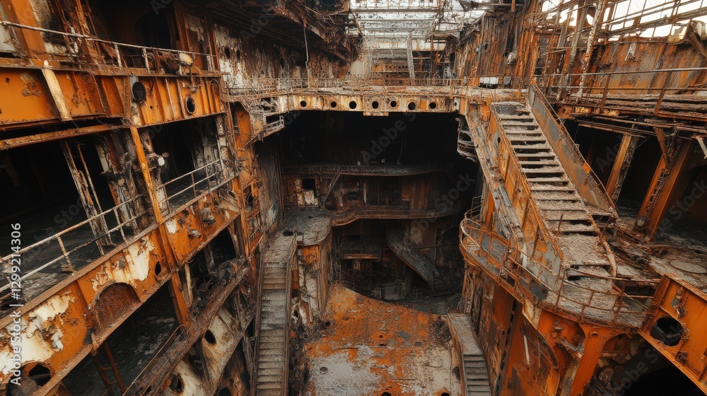 Rusted Shipwreck Interior Reveals Decaying Structure Rusted Shipwreck Interior Reveals Decaying Structure