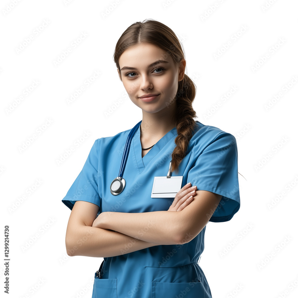 A young female nurse standing confidently isolated on transparent background (4) A young female nurse standing confidently isolated on transparent background (4)