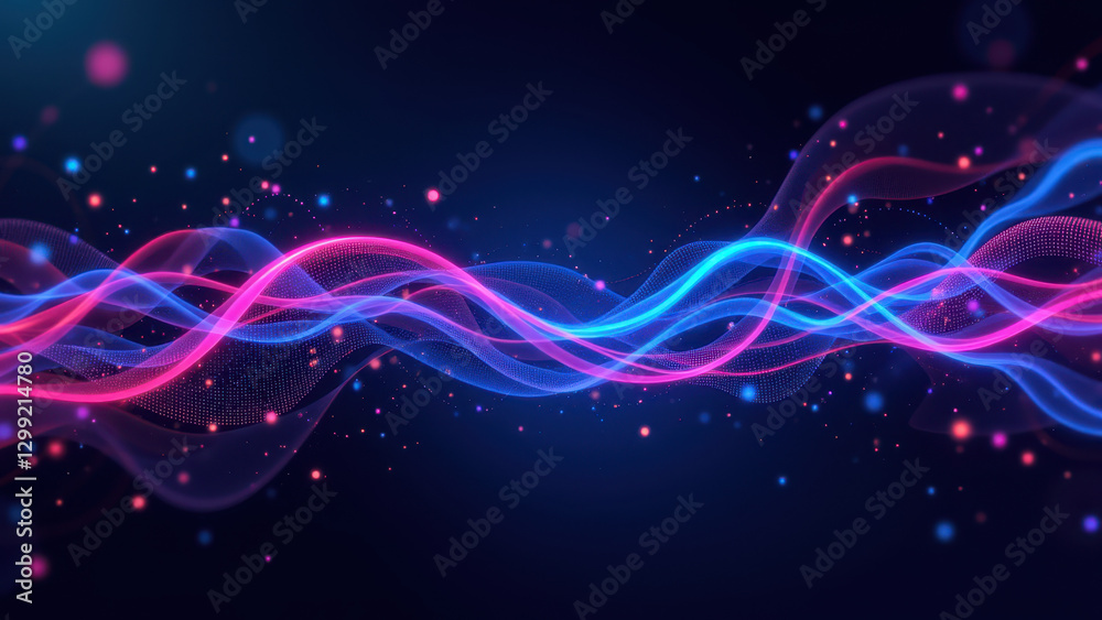Fototapeta premium Coding and technology abstract digital background with colorful light waves and stars.