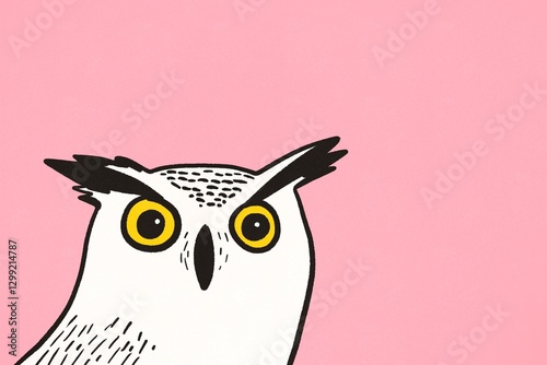 Minimalist owl illustration on pink background captures whimsy photo