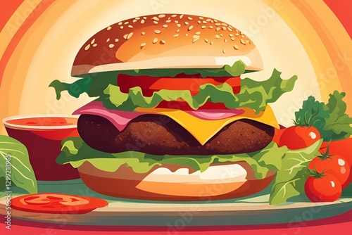 Simple burger with a soft bun and juicy patty, showcasing its clean, minimalistic design.