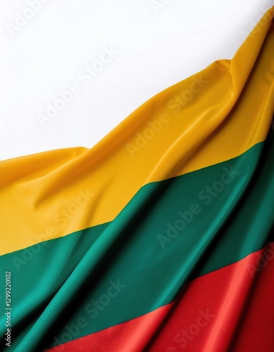 Colorful fabric draped showing the national flag of Lithuania in vibrant detail