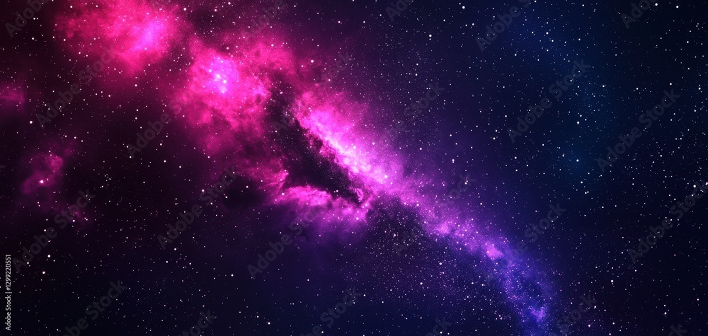 Fototapeta premium A surreal celestial glow with soft blurred stars dissolving into a violet mist, forming a magical cosmic aesthetic