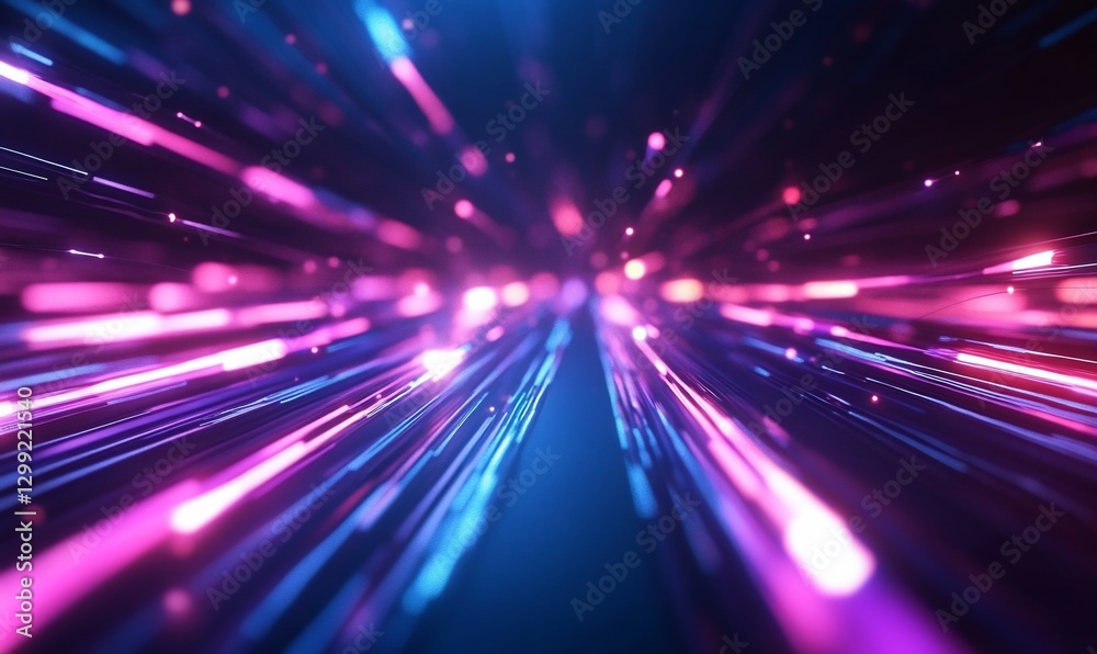 Obraz premium Abstract light streaks, pink, blue, purple, glowing, dynamic, energy, speed, motion, technology, futuristic.
