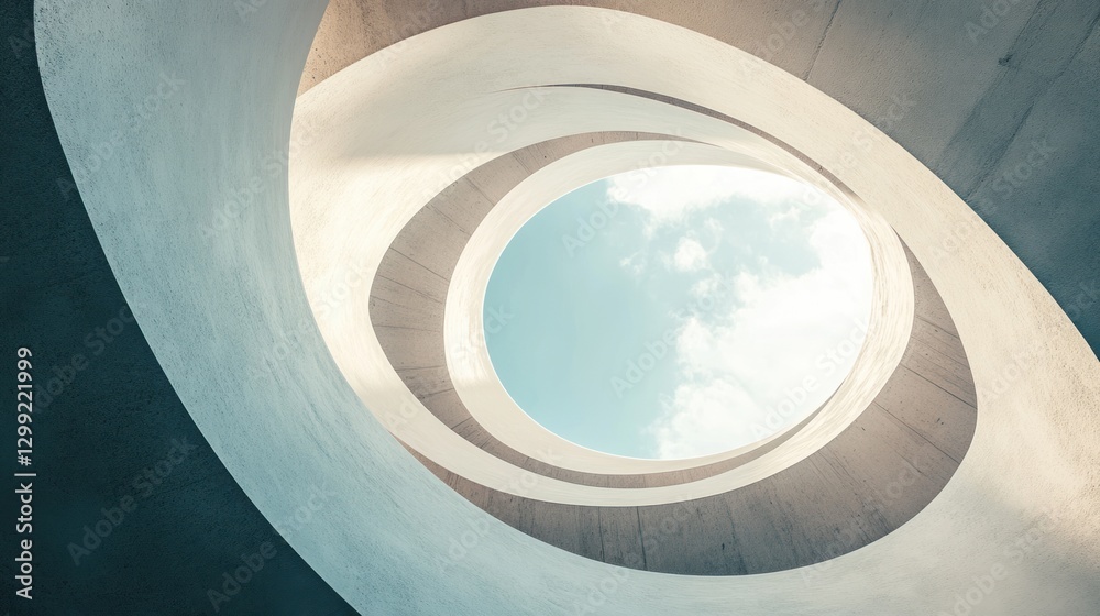 Fototapeta premium Abstract spiral staircase with skylight