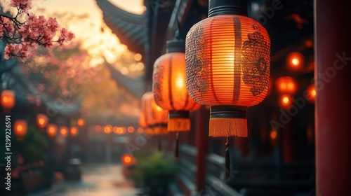 Enchanted Chinese Lanterns at Sunset