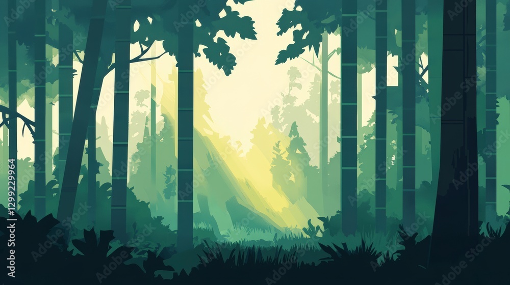 Obraz premium Serene Bamboo Forest at Dawn: A Peaceful Nature Escape