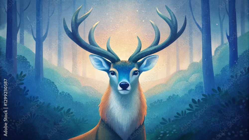 Fototapeta premium Majestic Deer in Mystic Forest
