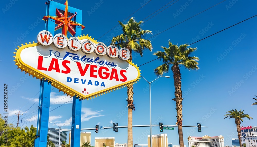 The famous Las Vegas sign at night. The famous Las Vegas sign at night.