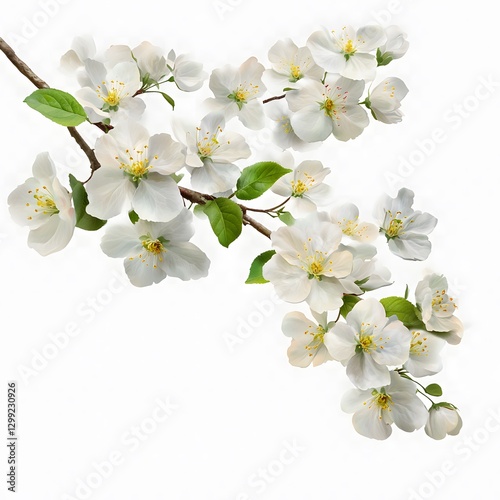 Beautiful blooming apple flowers on a branch during spring season in full sunlight
