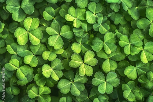 Clover leaves spread across the ground under natural sunlight in a lush green area