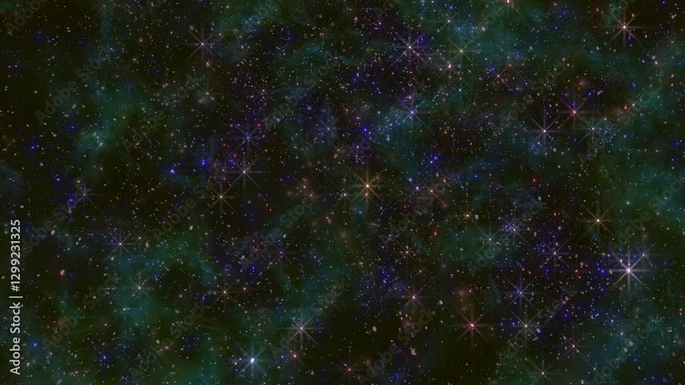 A vibrant space backdrop showcasing shining stars and distant galaxies in stunning shades of blue, green, and purple A vibrant space backdrop showcasing shining stars and distant galaxies in stunning shades of blue, green, and purple