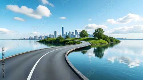 Fototapeta Naklejka Na Ścianę i Meble -  The road to the city of the future