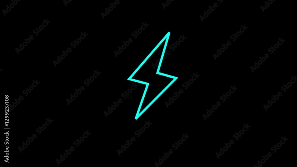 Battery charging power symbol, lightning bolt sign in the circle. animation of thunderbolt icon on black background Battery charging power symbol, lightning bolt sign in the circle. animation of thunderbolt icon on black background