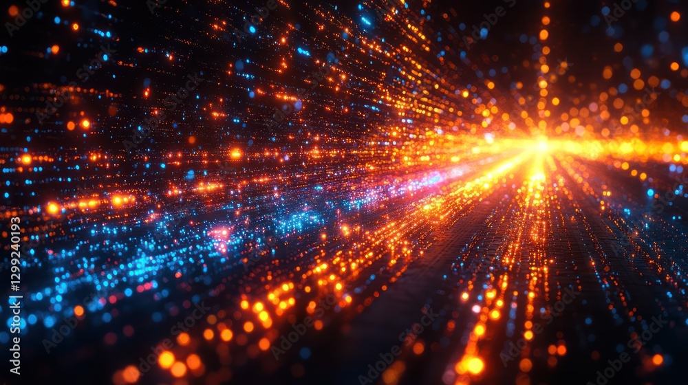 Fototapeta premium Abstract Digital Tunnel: A Symphony of Light and Energy