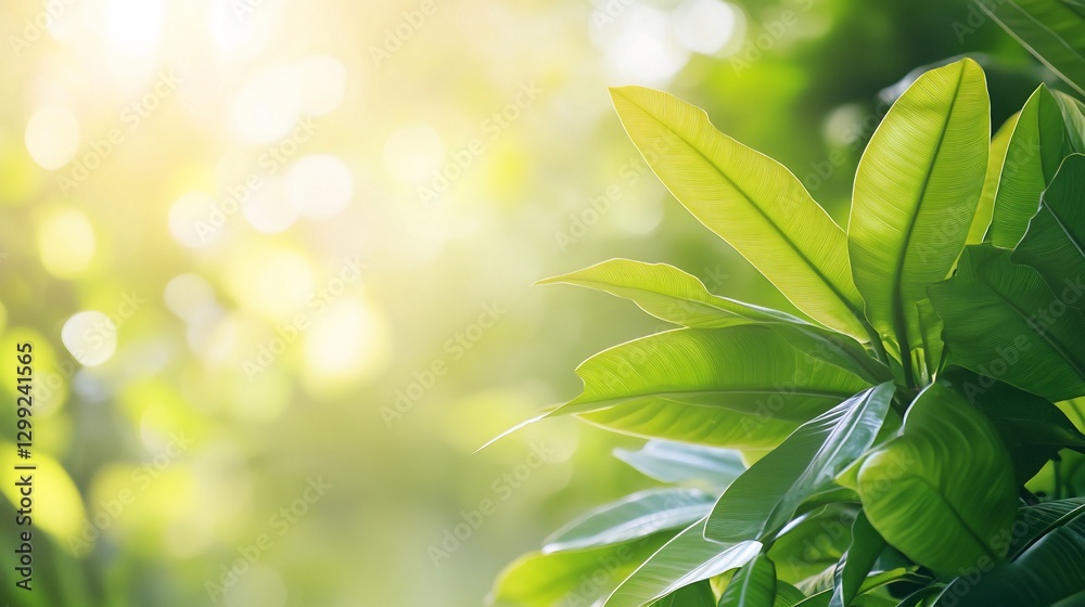 Sunlit green leaves in lush foliage.