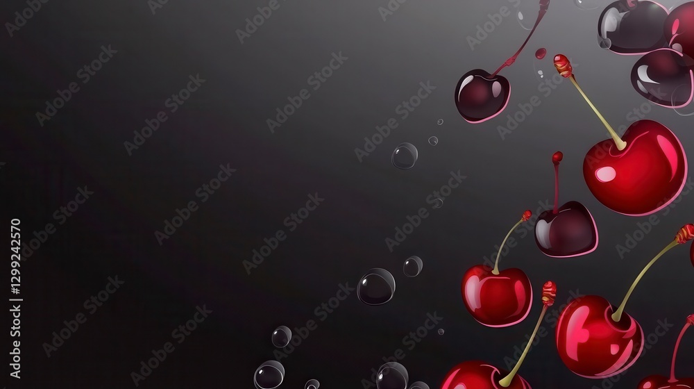 Fototapeta premium Stunning Cherries in Motion: A Digital Fruit Illustration