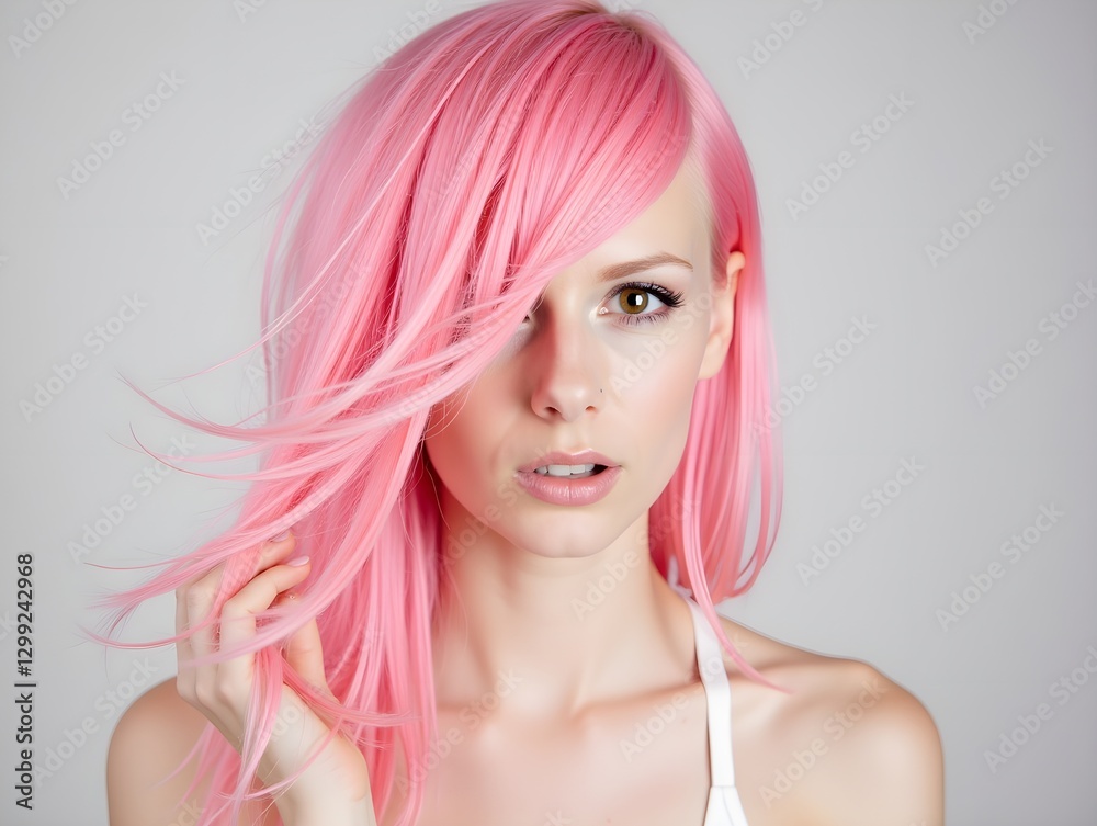 Pastel pink hair, girl, portrait, beauty, fashion Pastel pink hair, girl, portrait, beauty, fashion