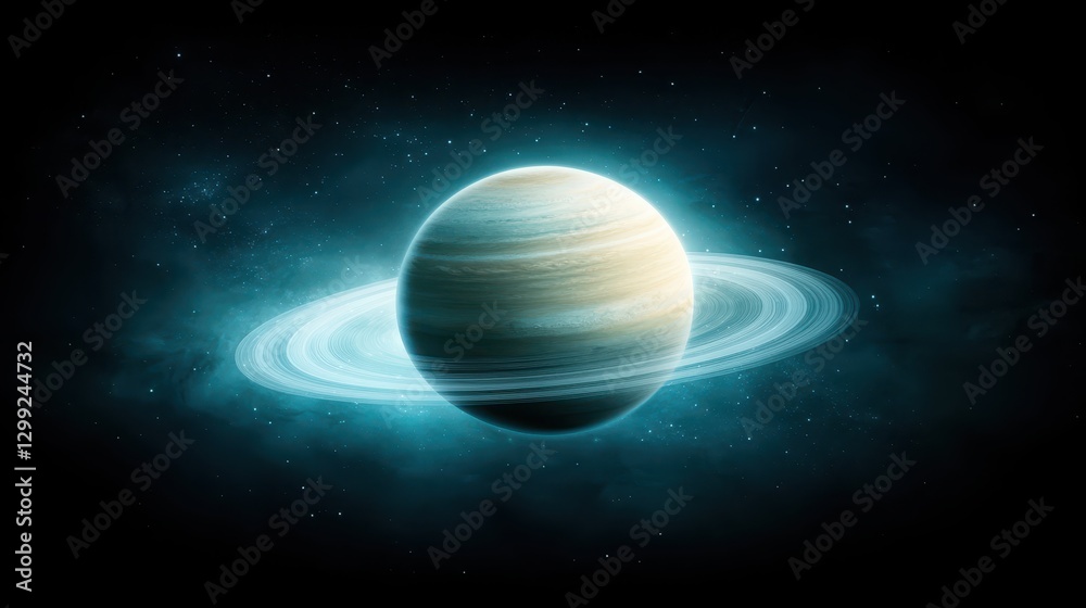 Cosmic majesty, stunning view of ringed planet in the vast expanse of space majestic Cosmic majesty, stunning view of ringed planet in the vast expanse of space majestic