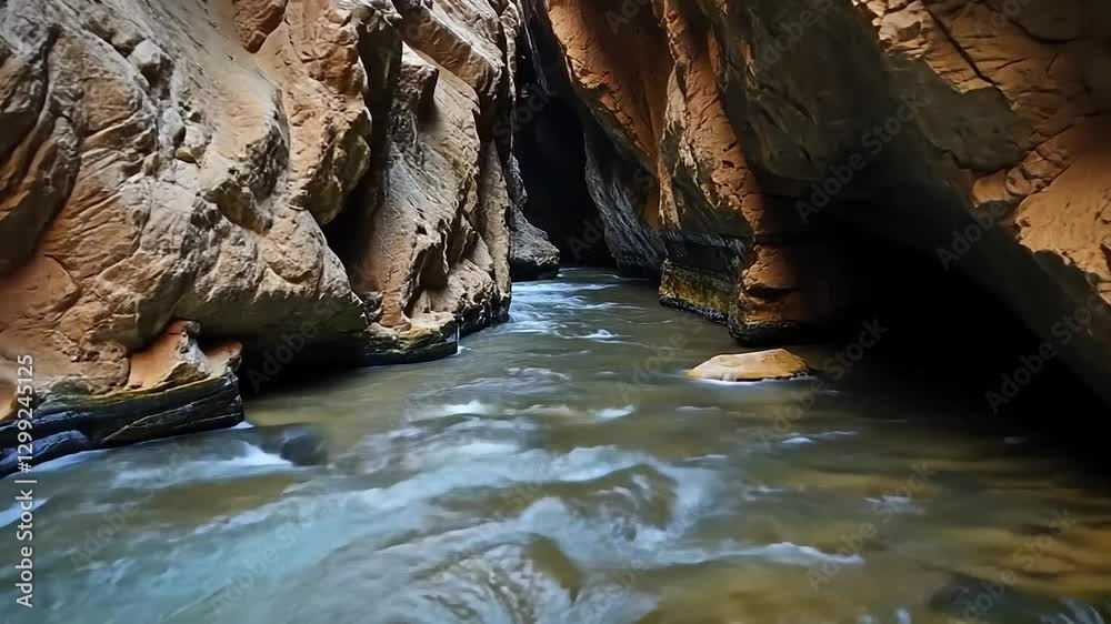 Serene River Flowing Through a Sandstone Gorge Serene River Flowing Through a Sandstone Gorge