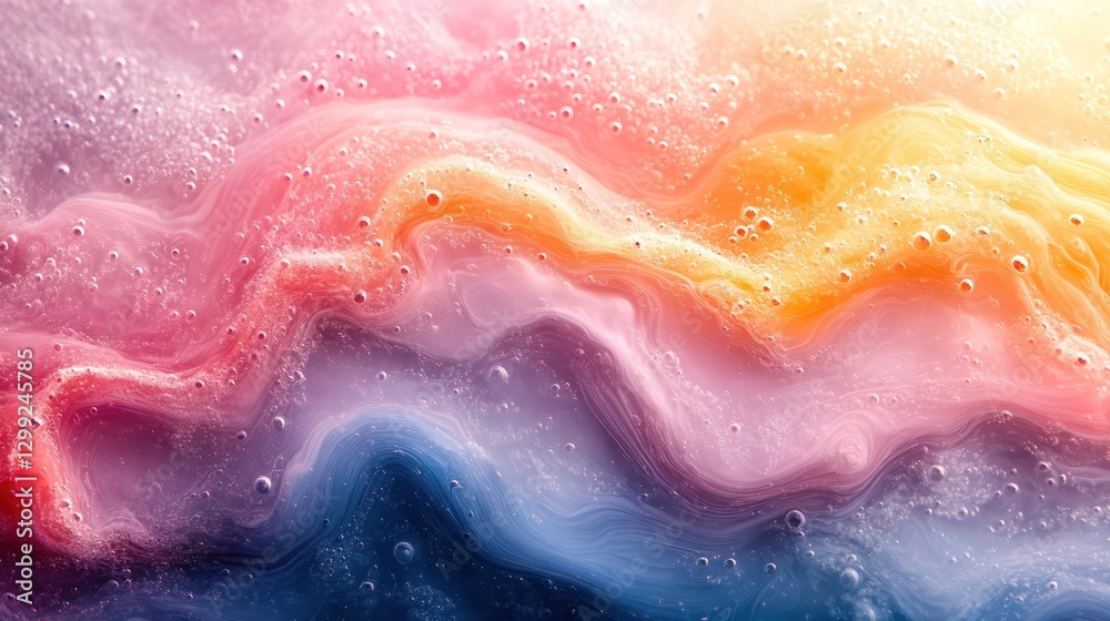 Fototapeta premium Abstract Fluid Art: Dreamy Pastel Swirls and Bubbles