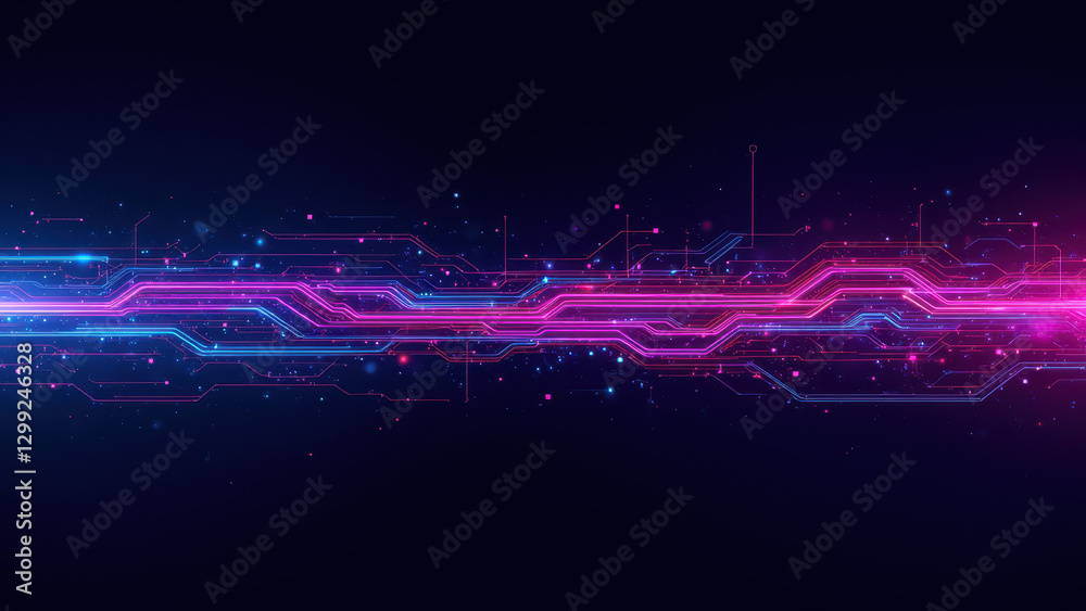 Obraz premium Futuristic abstract network with cybernetic blue lines on dark background.