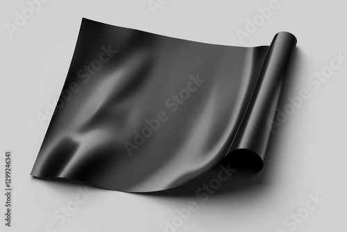 A vector black sheet of paper with curly corners on a gray background, ready for your design.