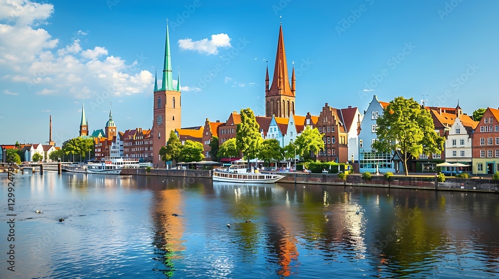Obraz premium Panoramic view of the old town of Bruges, Belgium