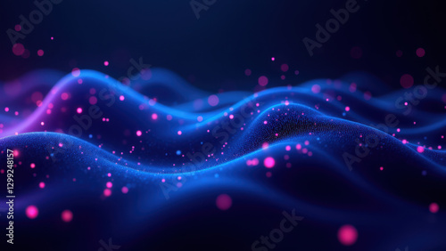 A digital art representation of DevOps concepts with a flow of bubbles and particles suggesting fluidity and automation.
