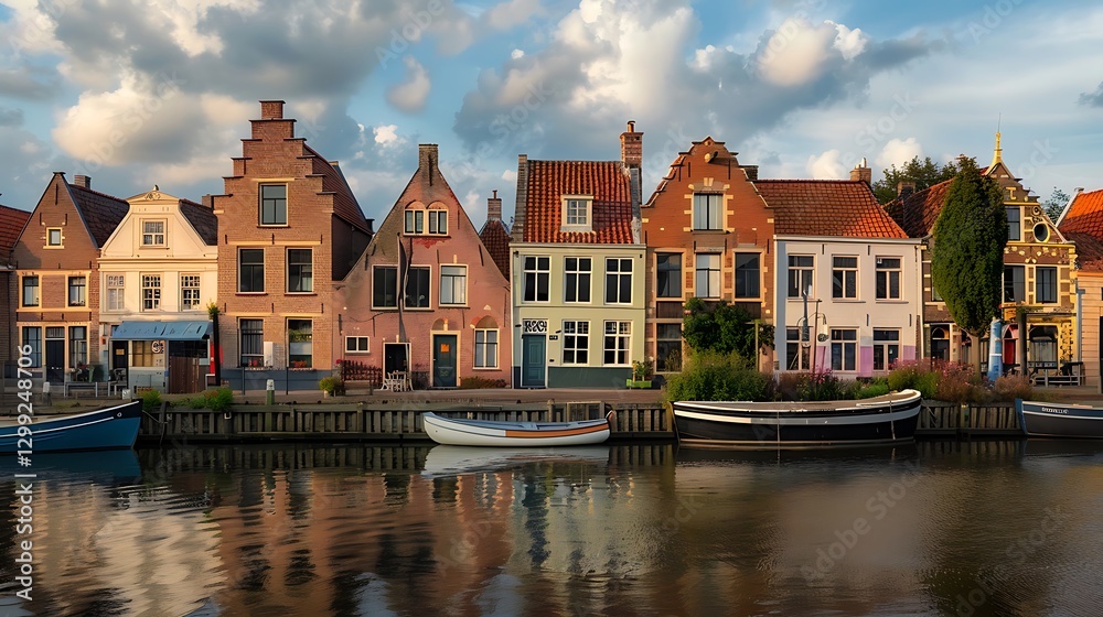Fototapeta premium Canals of the old town of Volendam, Holland.