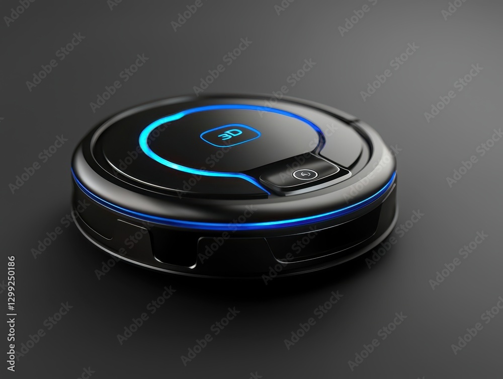 Dark robot with glowing blue lights, glimpse into the future of artificial intelligence Dark robot with glowing blue lights, glimpse into the future of artificial intelligence