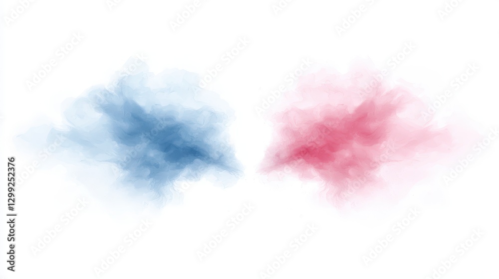 Fototapeta premium Abstract smoke plumes, vibrant colors in wispy textures against a clean white background