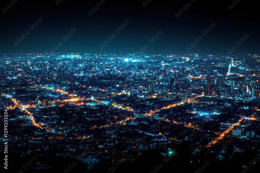 Fototapeta premium Stunning Night View of a Vibrant Cityscape